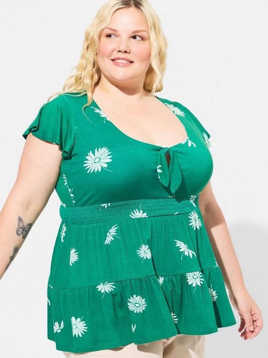 torrid Tops - Torrid Super Soft Tie Front Keyhole Babydoll Top Size 2X